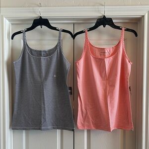NWT: Eddie Bauer Sport Black/White and Pink/White Striped Tank Tops